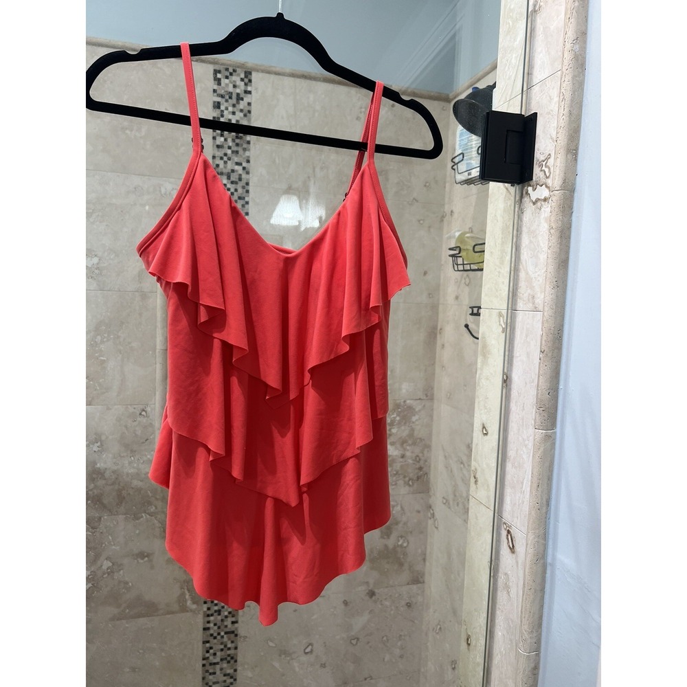 Magicsuit by Miraclesuit Rita Ruffle Tankini Top Coral Samba Size 8